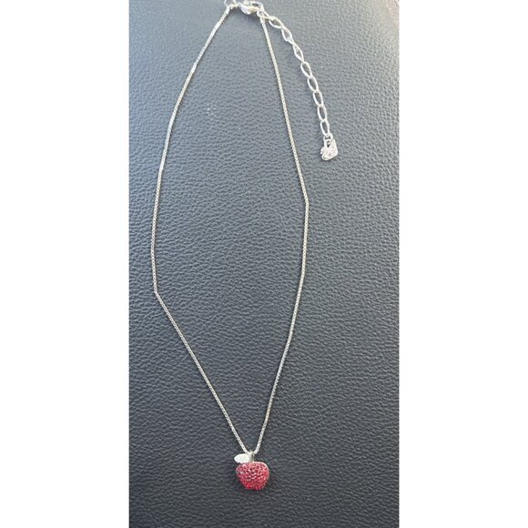 Swarovski new york apple Silver Tone necklace  15” necklace +3” More - Picture 2 of 9